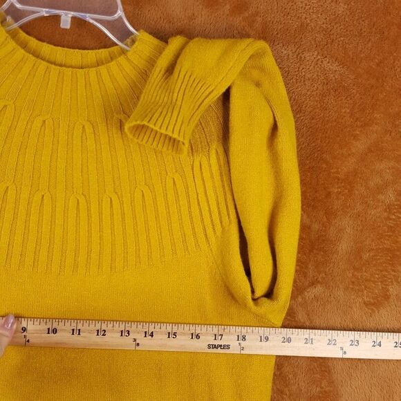 ANTHROPOLOGIE Sweater Womens Medium Mustard Pullover Side Slit Tunic Knit - Picture 6 of 8